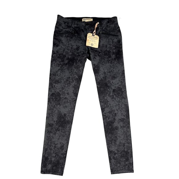 NWT Democracy Womens Black Floral Ab Solution Pants Sz 6 Fits 31 unstretched x 2 - Picture 1 of 8